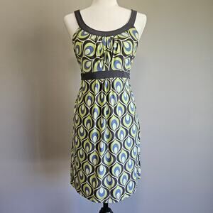 Ambrielle Dress Size Large Sleeveless Scoop Neck Peacock Print Retro Y2K Stretch